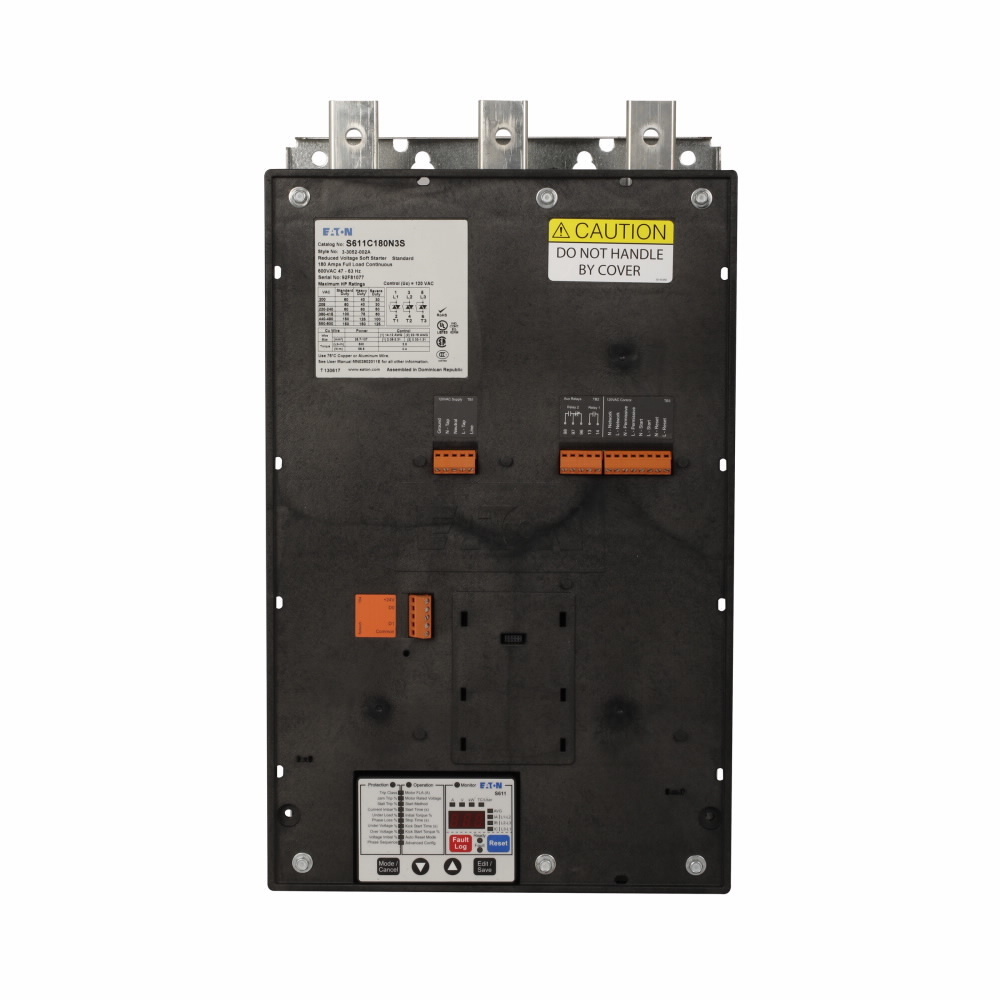 S611 Soft starter, Non-combination, Inline or Inside-the-Delta wiring configuration, Frame C, 180A, Three-pole, 600V, 150 hp, Three-phase, IP20, Modbus with  communication options
