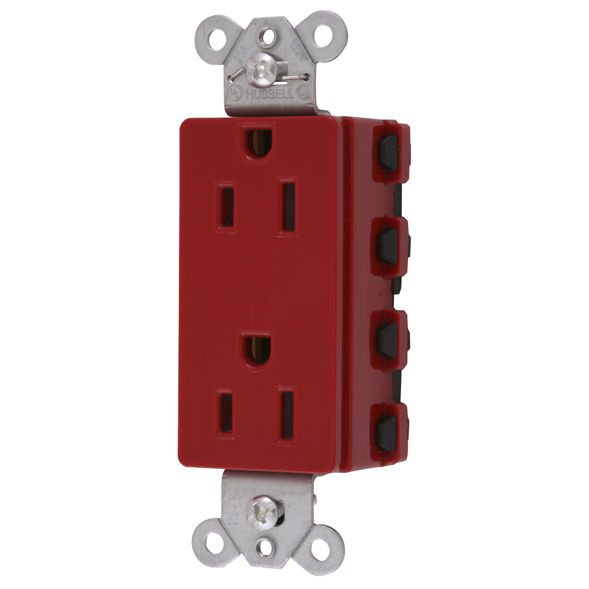Straight Blade Devices, Receptacles, Style Line Decorator Duplex, SNAPConnect, 15A 125V, 2-Pole 3-Wire Grounding, Nylon, 5- 15R, Red.