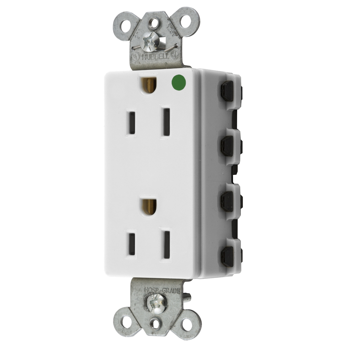 Straight Blade Devices, Receptacles, Style Line Decorator, SNAPConnect, Hospital Grade, 15A 125V, 2-Pole 3- Wire Grounding, 5-15R, Nylon, White