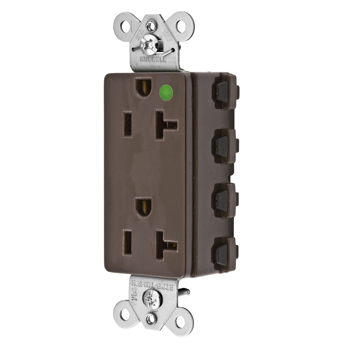 Straight Blade Devices, Receptacles, Style Line Decorator, SNAPConnect, Hospital Grade, 20A 125V, 2-Pole 3- Wire Grounding, 5-20R, Nylon, Brown
