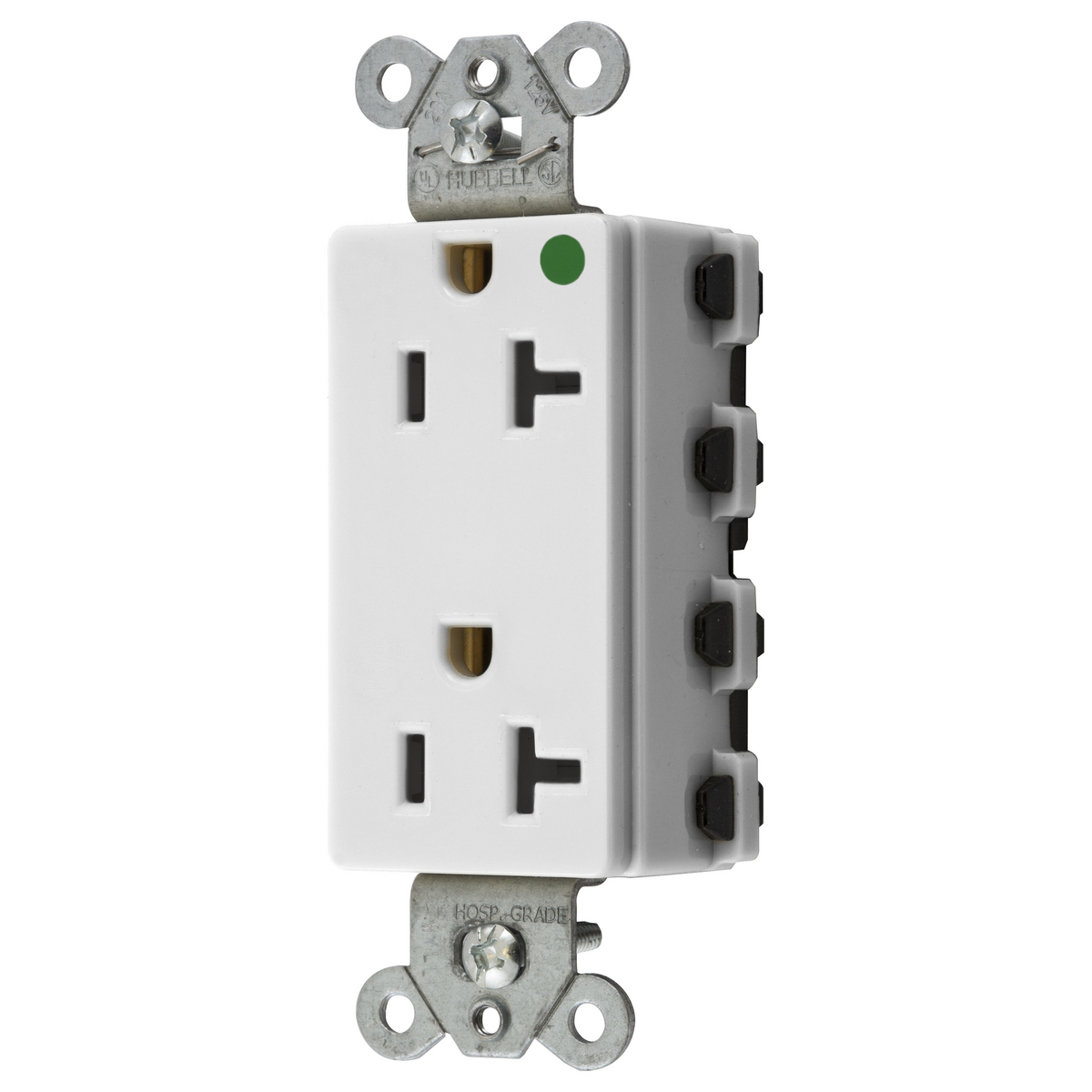 Straight Blade Devices, Receptacles, Style Line Decorator, SNAPConnect, Hospital Grade, 20A 125V, 2-Pole 3- Wire Grounding, 5-20R, Nylon, White