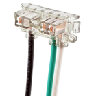 Straight Blade Devices, Receptacles, SNAP-CONNECT Connector, SNAP-CONNECT Series, 2-Pole 3-Wire Grounding, 20A 125V, Stranded, Right Angled, Clear terminal with 6-inch leads.