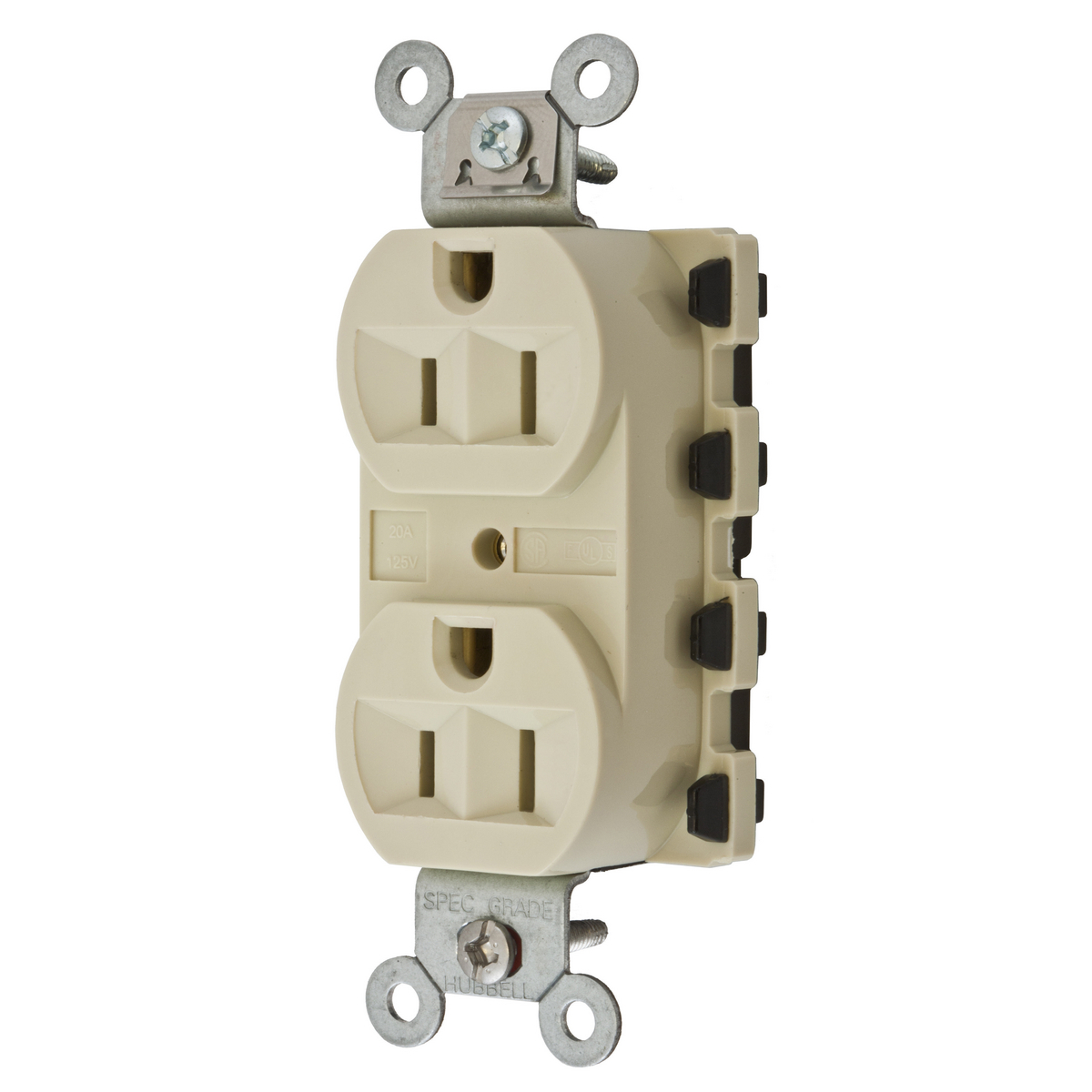Straight Blade Devices, Receptacles, Duplex, SNAPConnect, 15A 125V, 2-Pole 3-Wire Grounding, 5-15R, Nylon, Ivory