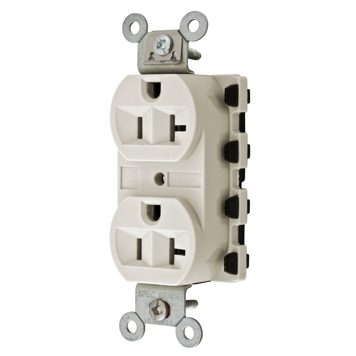Straight Blade Devices, Receptacles, Duplex, SNAPConnect, 20A 125V, 2-Pole 3-Wire Grounding, 5-20R, Nylon, Light Almond