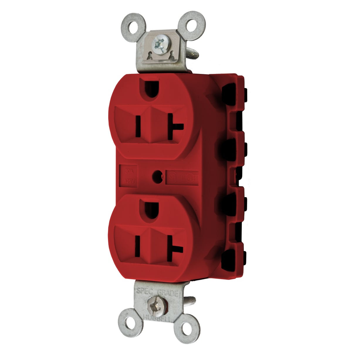 Straight Blade Devices, Receptacles, Duplex, SNAPConnect, 20A 125V, 2-Pole 3-Wire Grounding, 5-20R, Nylon, Red