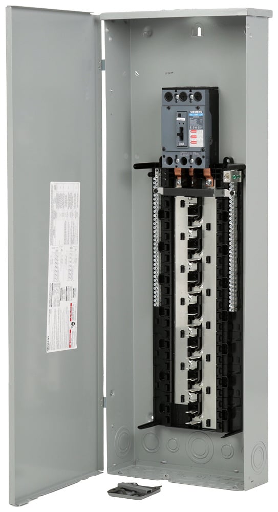  LOW VOLTAGE ES SERIES LOAD CENTER. FACTORY INSTALLED MAIN BREAKER WITH 42 1-INCH SPACES ALLOWING MAX 60 CIRCUITS. 3-PHASE 4-WIRE SYSTEM RATED 120/240V OR 120/208V (200A) 10KA INTERRUPT. SPECIAL FEATURES ALUMINUM BUS, GRAY TRIM, NEMA TYPE3R ENCLOSURE FOR OUTDOOR USE.
