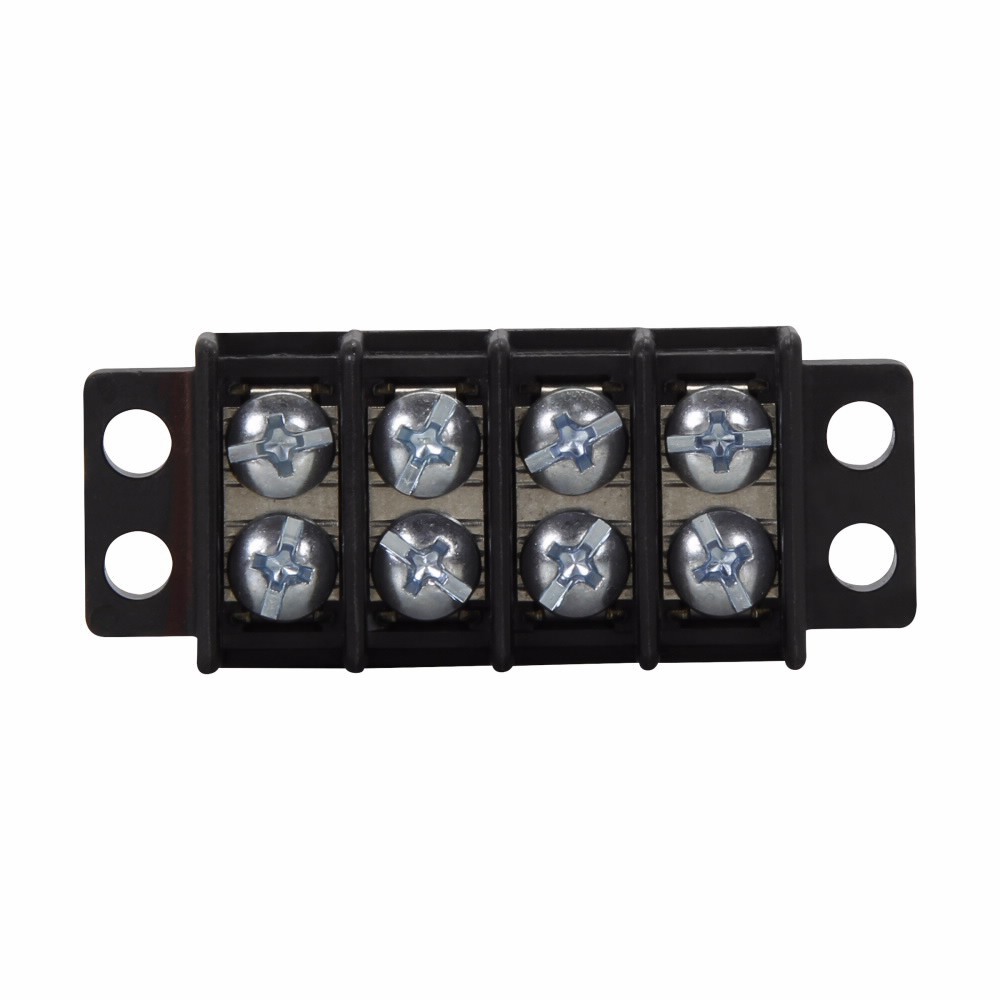 Eaton Bussmann TB100 series panel mount terminal block connector, Breakdown voltage 3600V, 300V, 30A, Double row, barrier, Ten-pole, #6-32 TPI Screw, Screw, Black, Tin-plated brass terminal, Zinc-plated Steel SEMS philslot screw