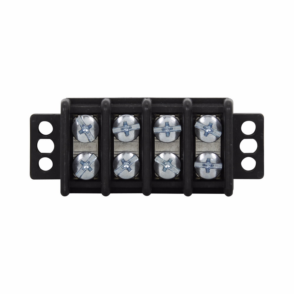 Eaton Bussmann TB345 series panel mount terminal block connector, Breakdown voltage 7500V, 600V, 45A, Double row, barrier, Twelve-pole, #10-32 TPI Screw, Screw, Black, Tin-plated brass terminal, Zinc-plated Steel philslot screw - TB345-12L5