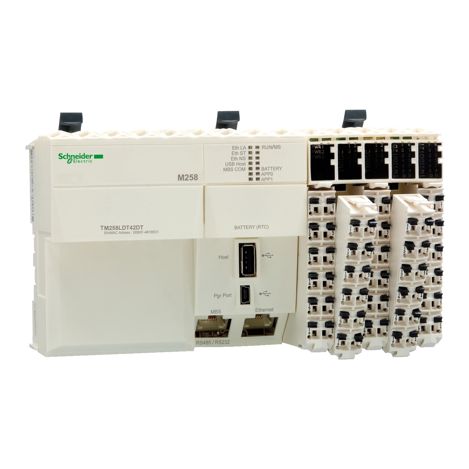logic controller, Modicon M258, compact base, 42 IO, 24V DC
