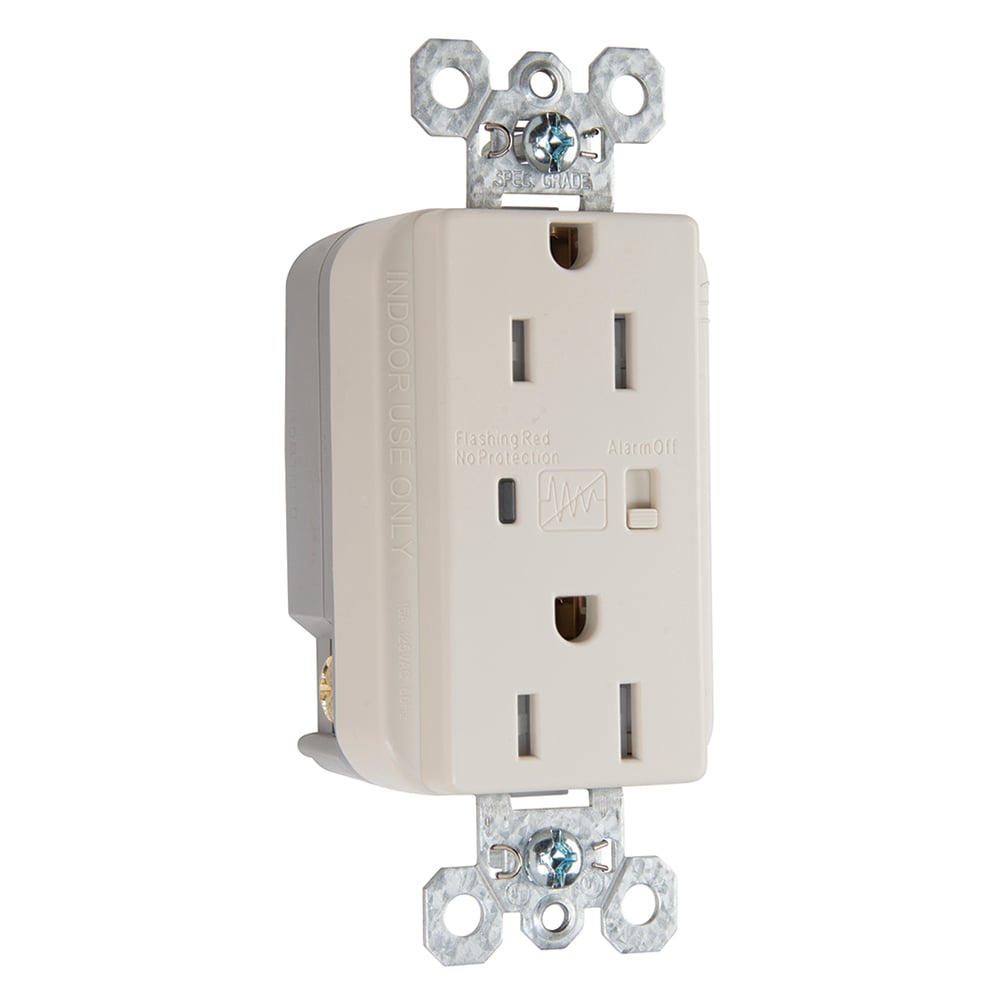 Extra Heavy Duty Duplex Receptacles (back and side wire), 15 Amp, 125 VAC, Light Almond
