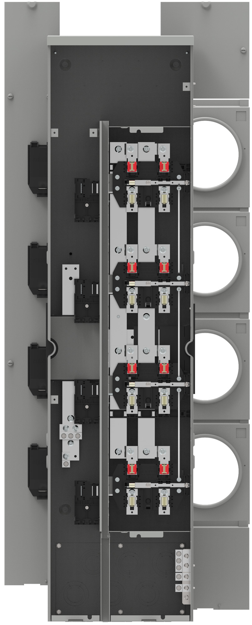 WMM41125J Power Module WMM, 4 Gang, 5 Jaw, 1 Phase, 3 Wire, Indoor/Outdoor, 125 Amp, O/DR Ringed
