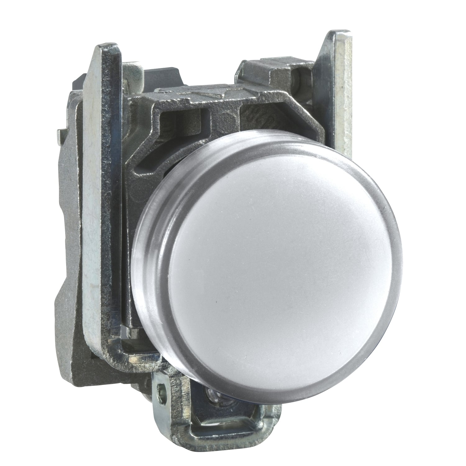 Pilot light, Harmony XB4,metal, white, 22mm, universal LED, plain lens, 230...240V AC