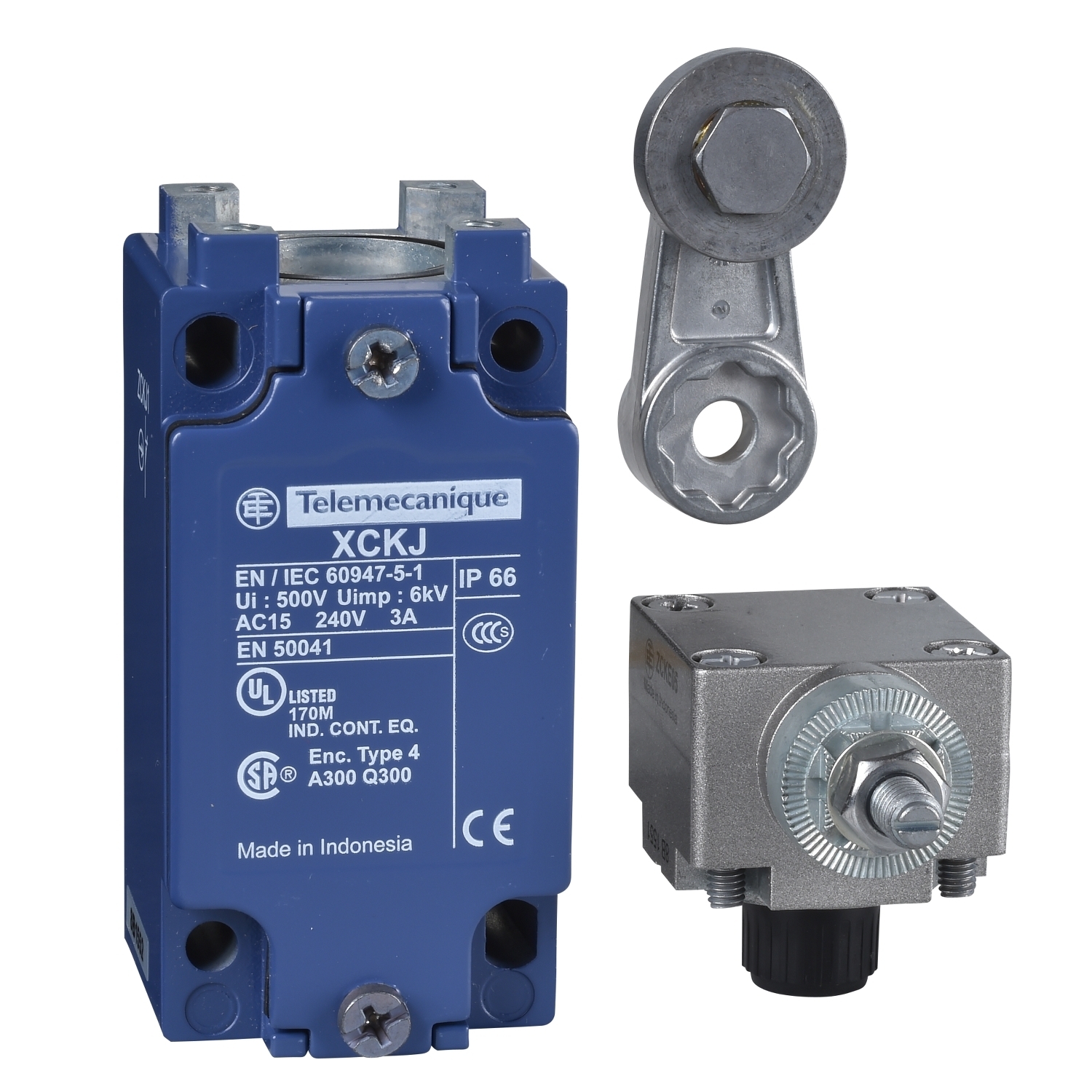 Limit switch,  XC Standard, XCKJ, steel roller lever, 1NC+1 NO, snap action, M20