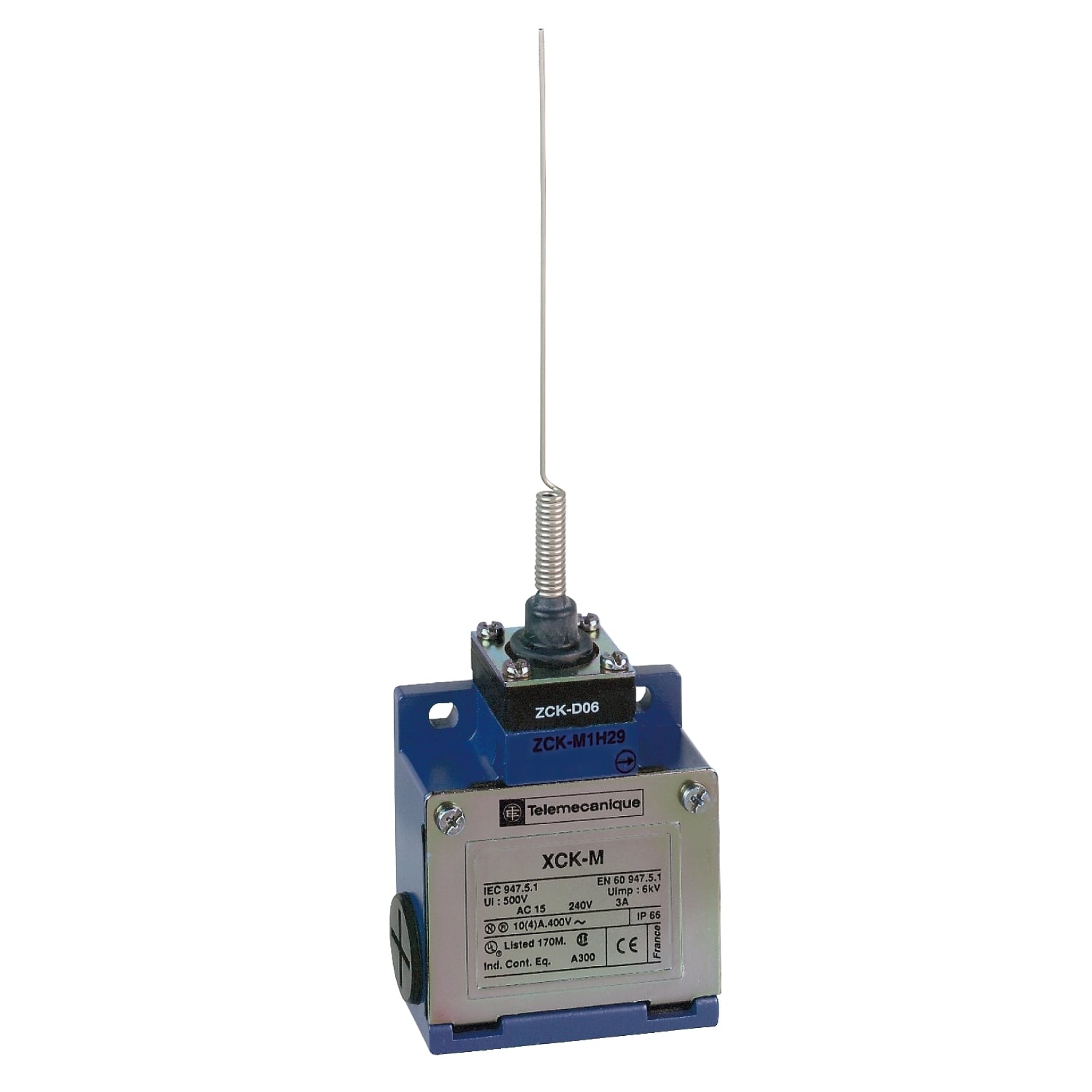 Limit switch, Limit switches XC Standard, XCKM, cats whisker, 1NC+1 NO, snap action, 1/2NPT