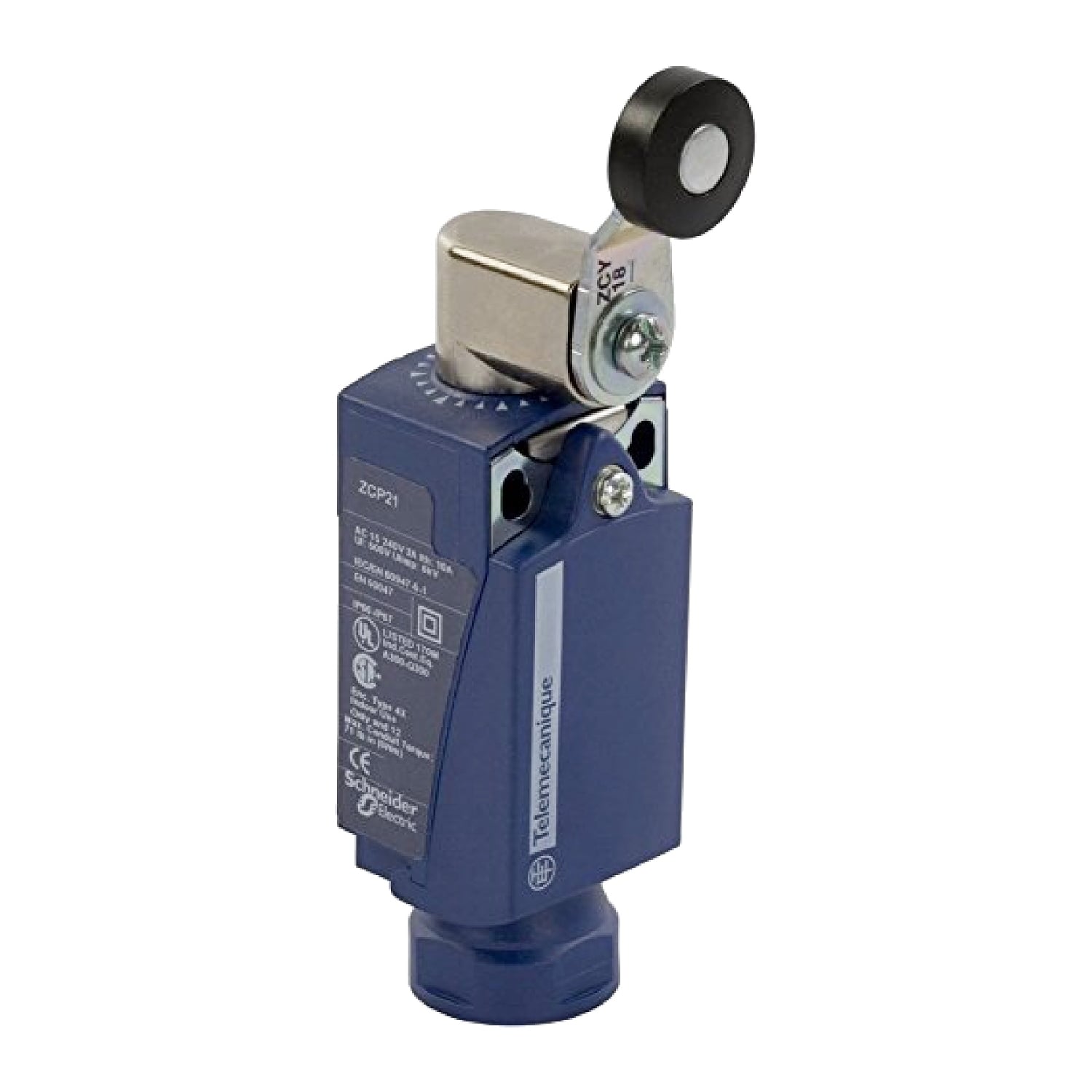 Limit switch, Limit switches XC Standard, XCKP, thermoplastic roller lever, 1NC+1 NO, snap, M12