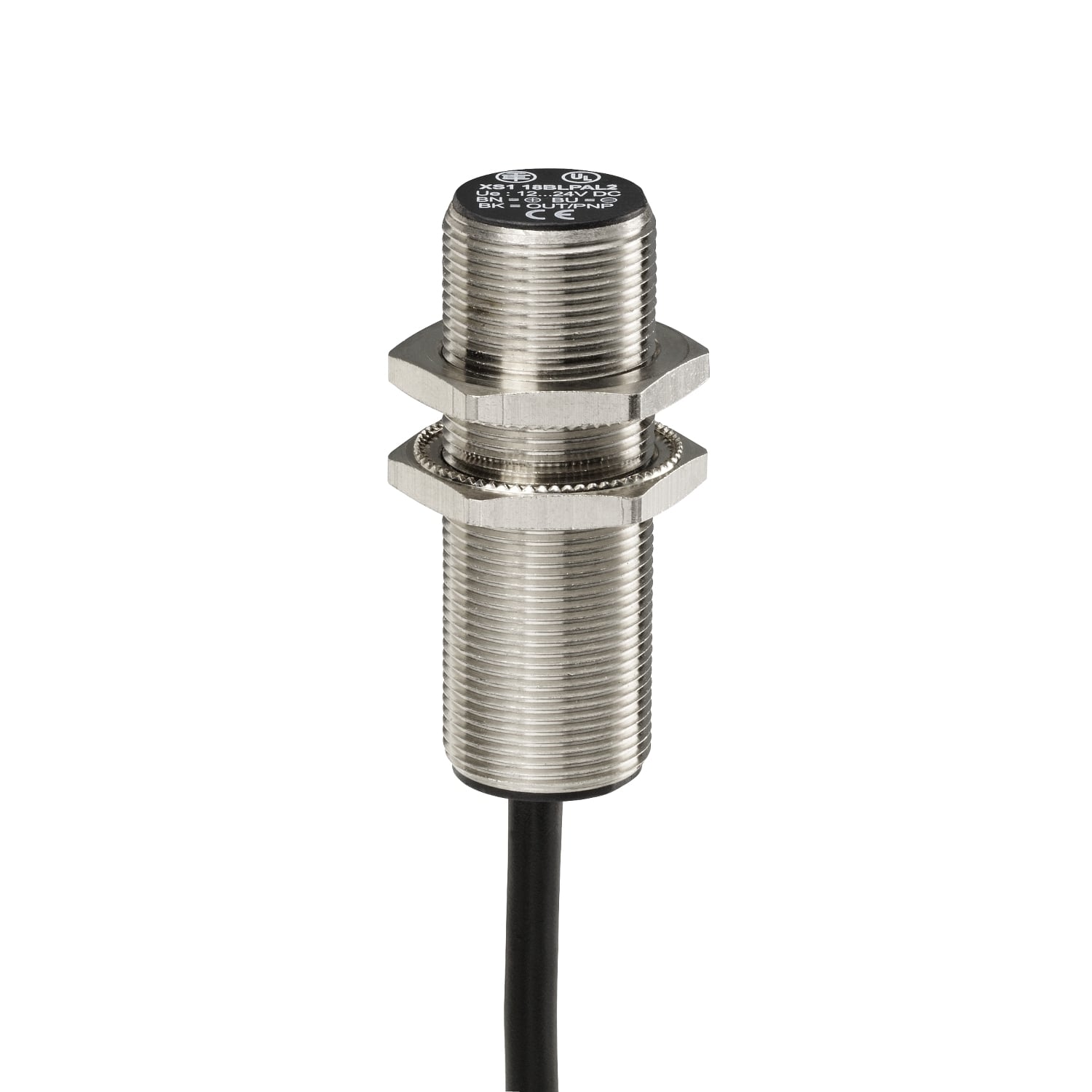 Inductive proximity sensors XS, inductive sensor XS5 M18, L62mm, brass, Sn5mm, 12...48 VDC, cable 2 m