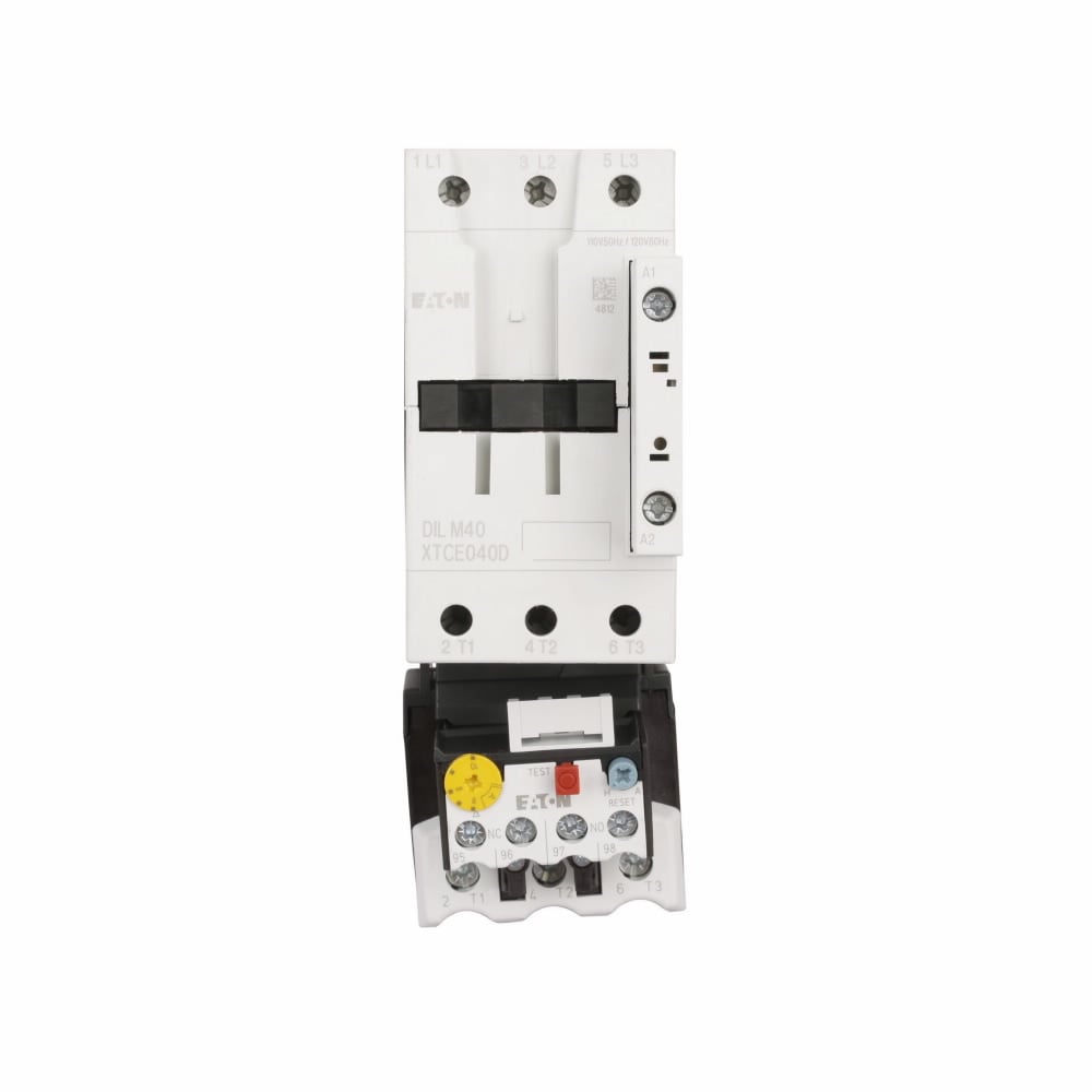 Eaton XT IEC electronic motor starter,Full voltage non-reversing IEC starter,65 A,110 V 50 Hz, 120 V 60 Hz,0NO-0NC,D frame,55 mm,20-100 A XTOE,Screw terminals