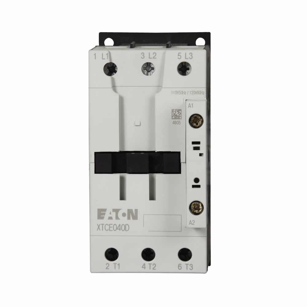 Eaton XT IEC contactor, 40A, 24-27 Vdc, 0NO-0NC, 40A, Frame D, 55 mm, 3,  5,  7.5/ 10,  15,  30,  40 hp (1/3PH @115, 200, 230/200, 230, 460, 575 V), Three-pole, Non-reversing, , Screw terminals, FVNR