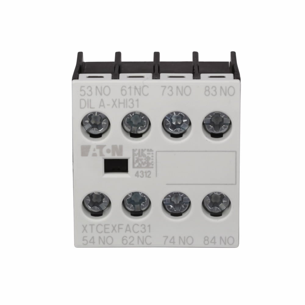 Contactor Accessory - Auxiliary Contact, Four-pole, Screw terminals, 3NO-1NC contact configuration, 16A conventional thermal rating, 6A at 220/230/240V, 3A at 380/400/415V, 1.5A at 500V rated operational voltage, Front mounting,