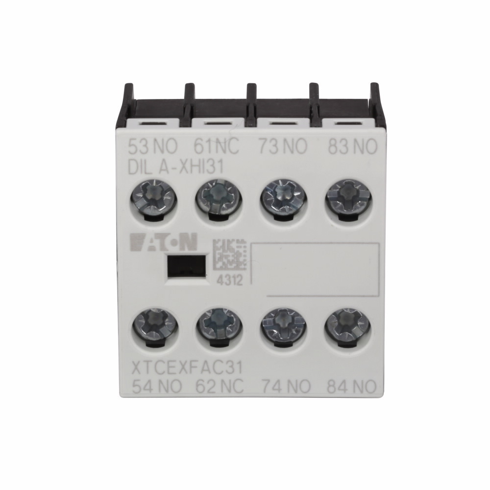 Contactor Accessory - Auxiliary Contact, Four-pole, Screw terminals, D-G Frame size, 4NO-0NC contact configuration, 16A conventional thermal rating, Front mounting, used with XTRE control relays