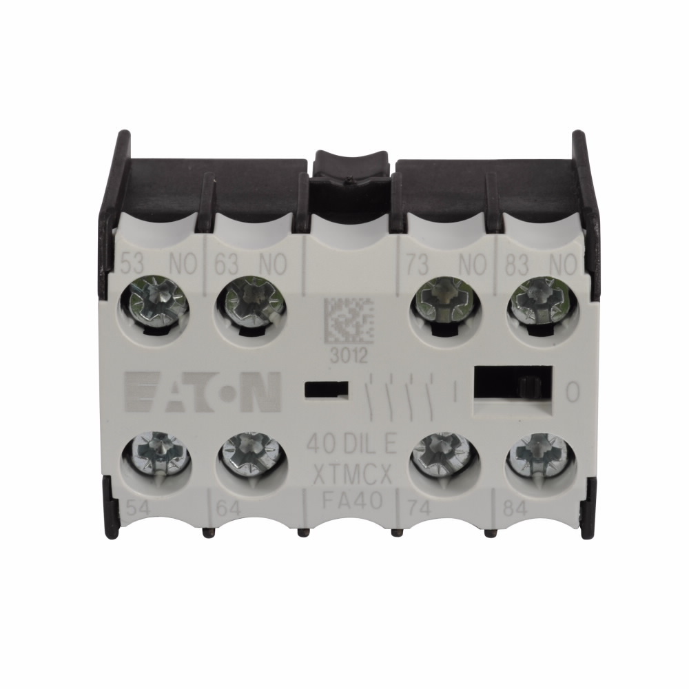 Miniature Contactor Accessory - Auxiliary Contact, Four-pole, Screw terminals, 4NO contact configuration, 10A conventional thermal rating, Front mounting, used with XTRM miniature control relays