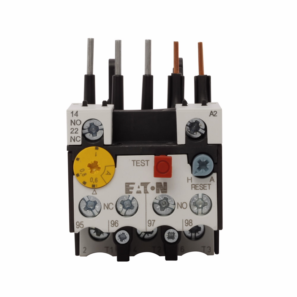 Eaton XT IEC bimetallic overload relay, 0.6-1A overload range, 45 mm Frame size, 1NO-1NC contact configuration, Direct to contactor mounting, used with 7-15A contactor, 10A trip type