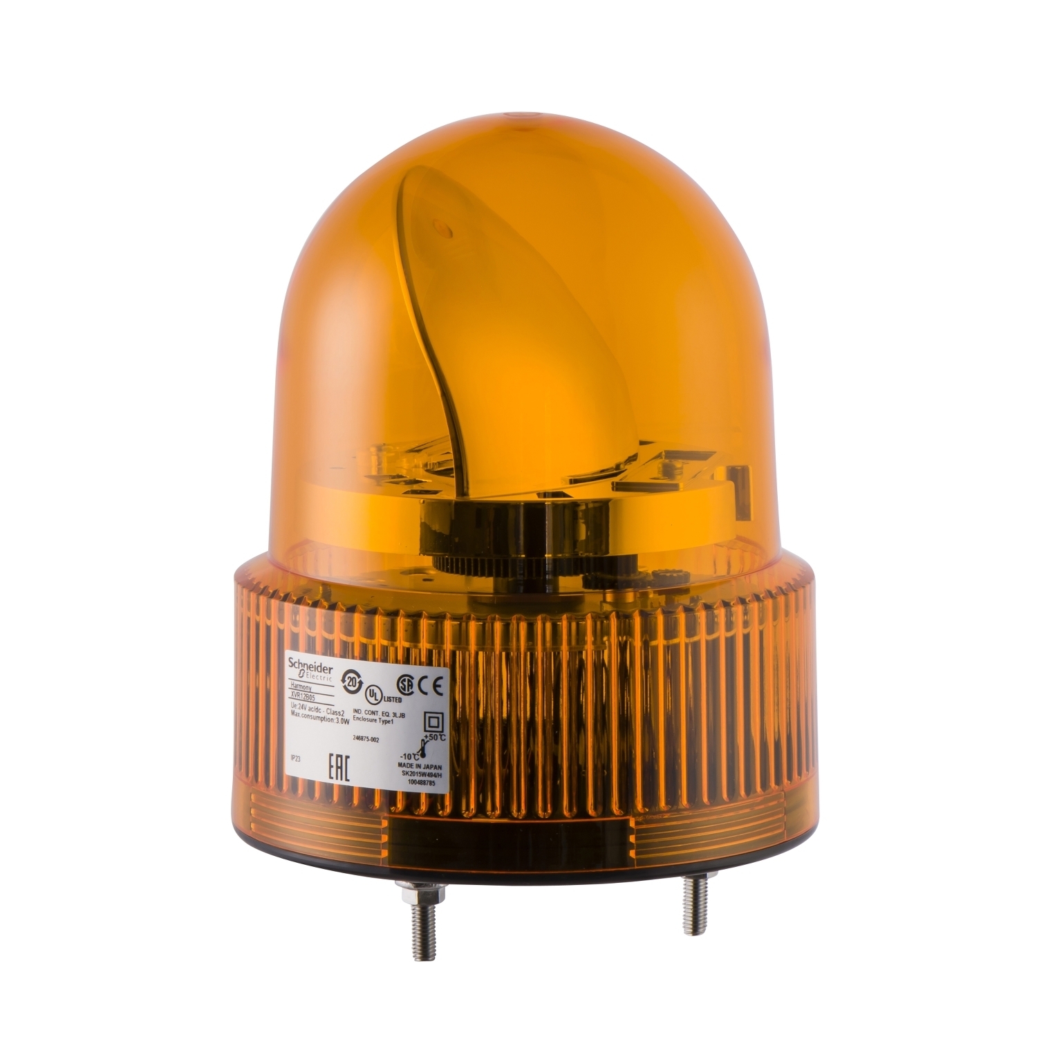 Rotating beacon, Harmony XVR, 120mm, orange, with buzzer 5090dB, 24V AC DC