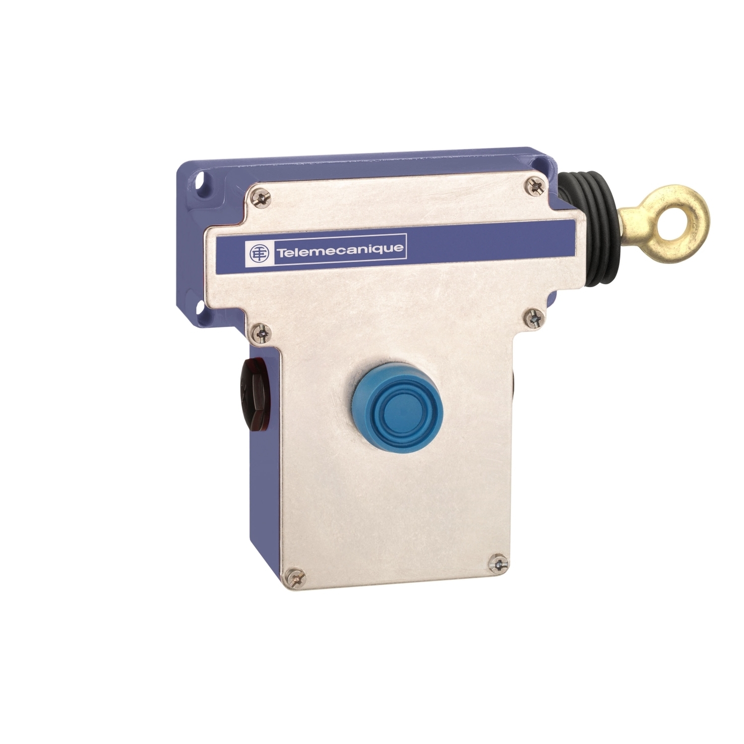 Latching emergency stop rope pull switch, Telemecanique rope pull switches XY2C, CABLE 300 V AC, 10 A, red RAL 3000