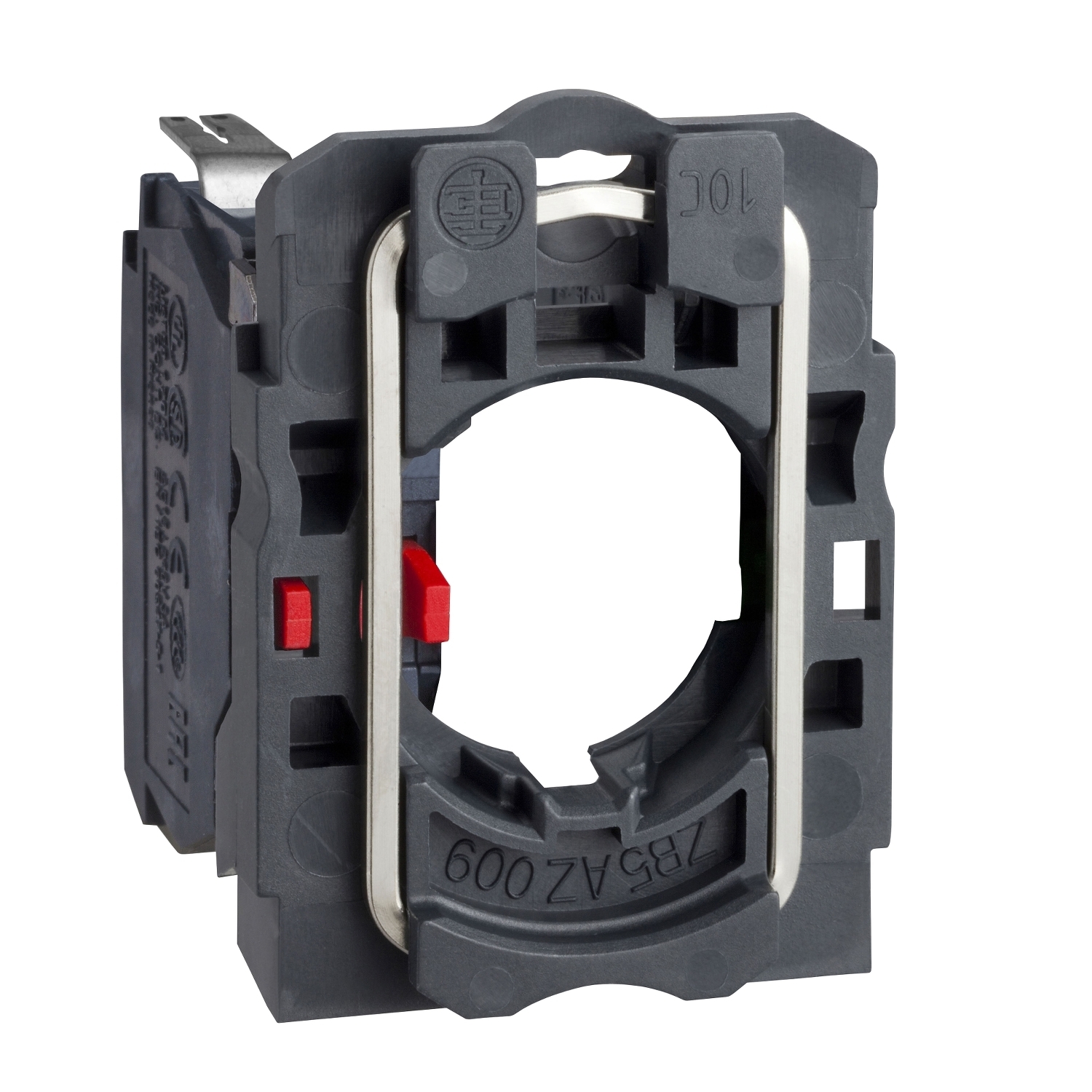 Harmony complete body/contact, body for push buttons or selector switches, XB6, single contact block with body/fixing collar 1NC faston connector