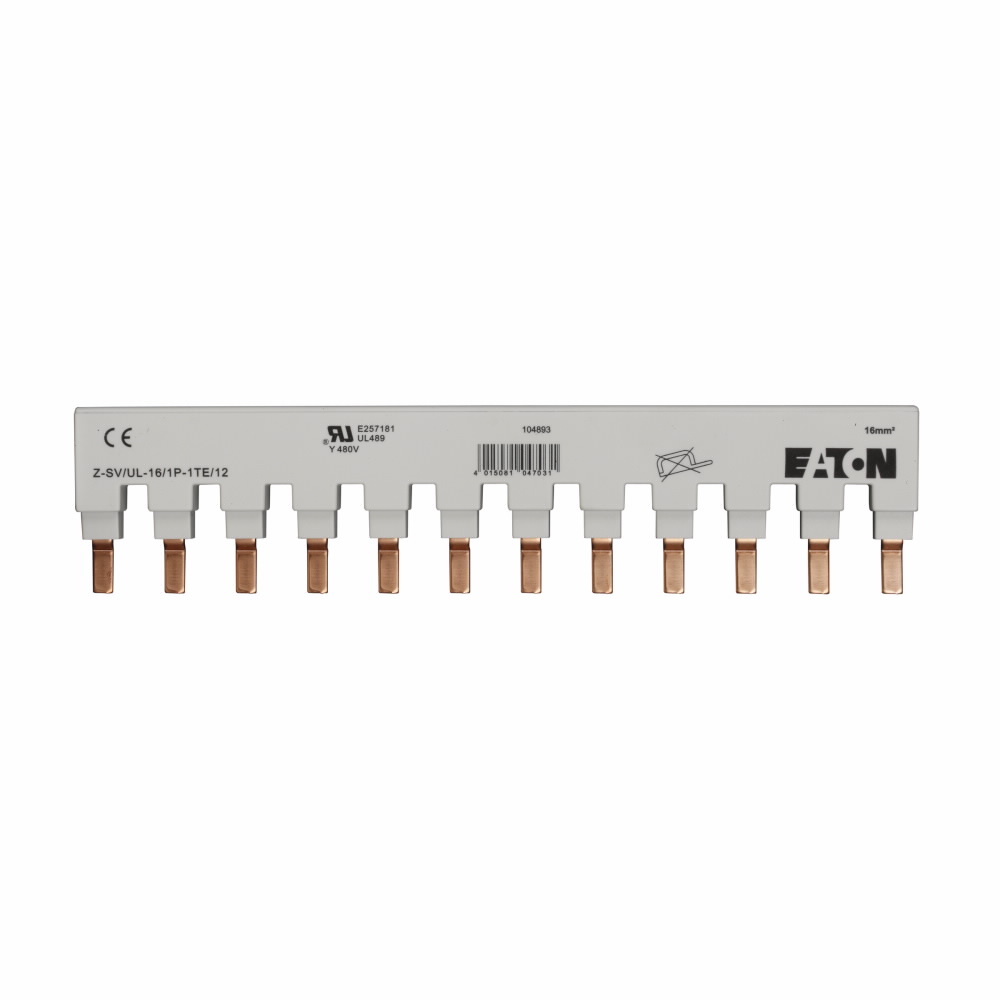 Eaton FAZ bus bar,UL 489 Miniature circuit breaker accessory - Terminal type phase bus bar,80 A,Single-pole,10/200 package,12 terminals,Single-phase