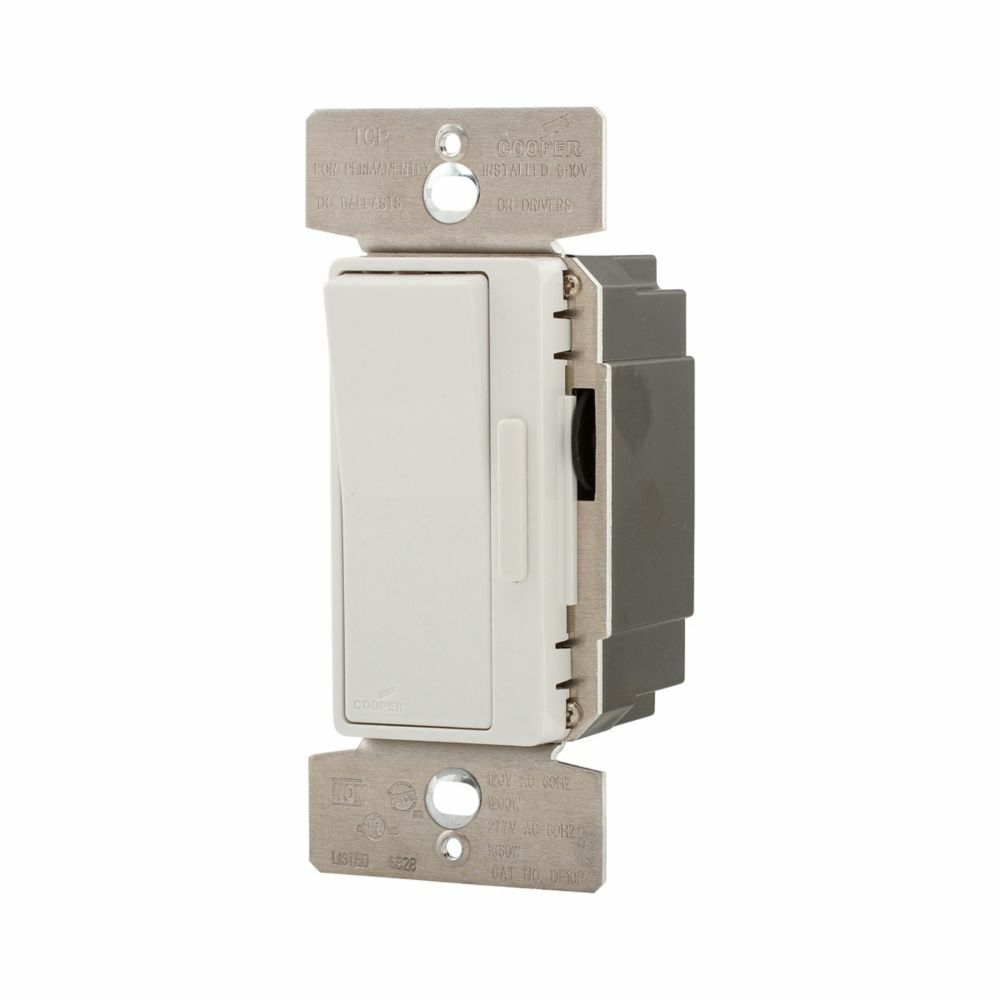 Eaton 0-10V decorator dimmer, Preset feature, #14  12 AWG, 120/277V, Back and side wiring, Slide actuator, light almond, white, ivory, 1000 sq ft coverage illumination, LED, FLR, single-pole, three-way, 1200W, 1660W, 736834