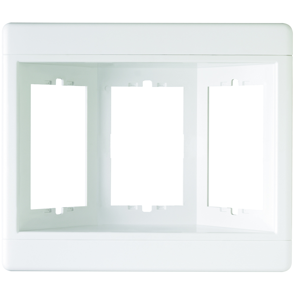 Triple Gang Recessed TV Box. Frame Only. White.