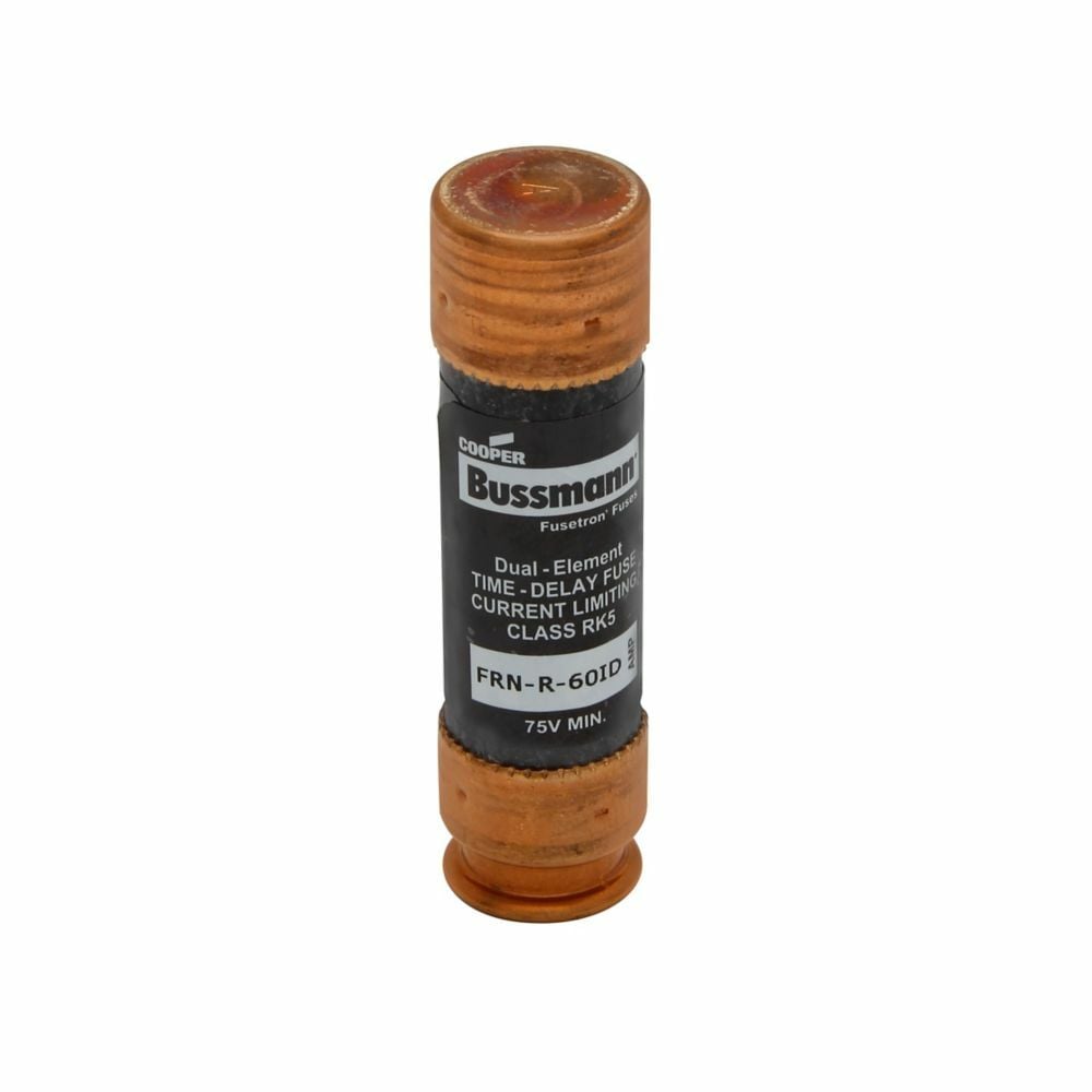 Eaton Bussmann series FRN-R fuse, 60 A, Dual, Class RK5, With Indicator, Ferrule end x ferrule end, 10 sec at 500%, 20 kAIC at 125 Vdc,200 kAIC at 250 V, Standard, 250 V, 125 Vdc