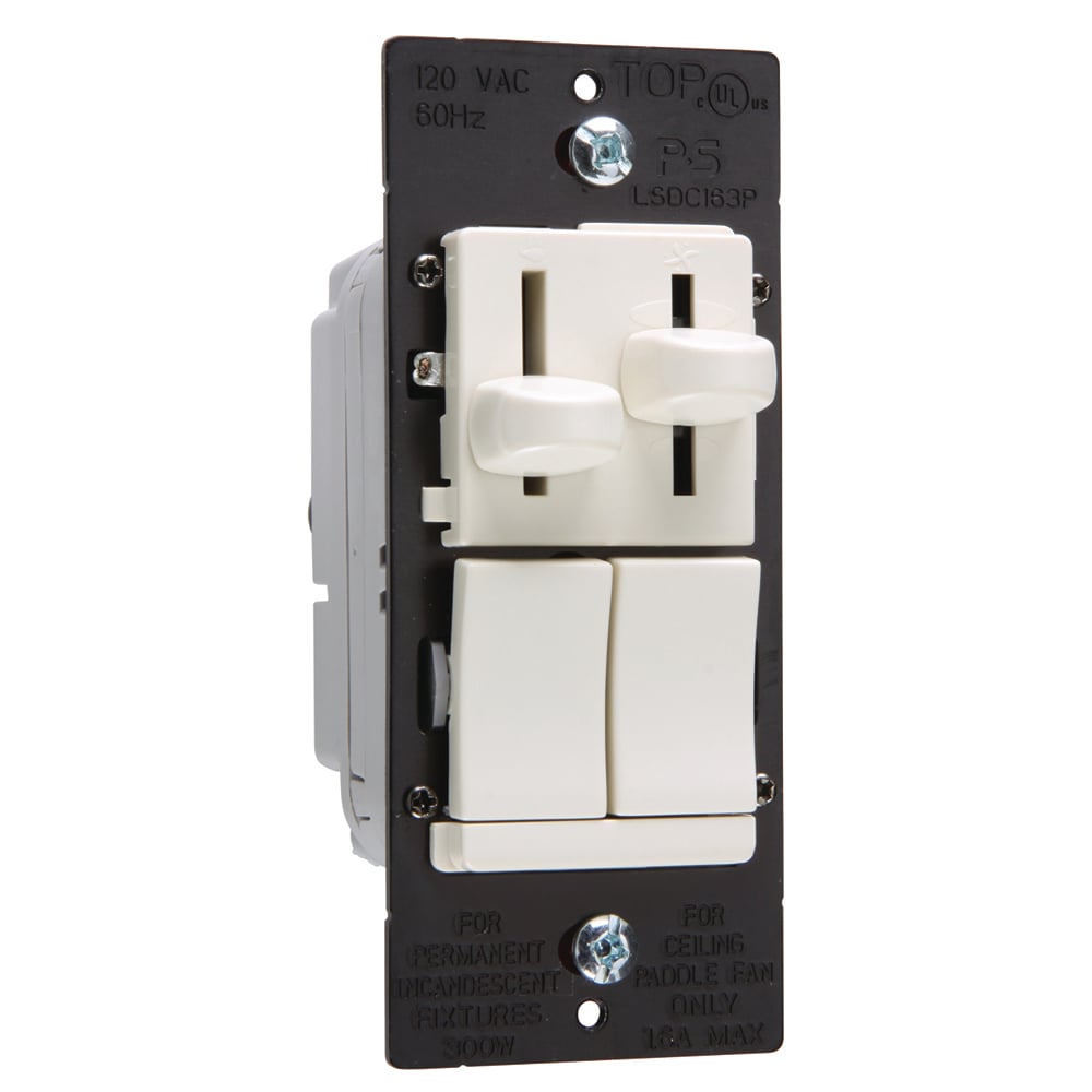 Preset 3-speed/3way De-Hummer Fan Control with 3way Dimmer, 300W Light Almond