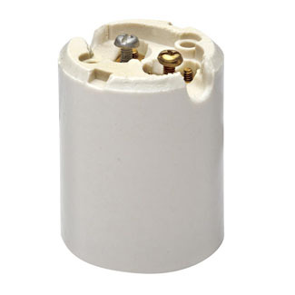 Mogul Base One-Piece Keyless Incandescent Glazed Porcelain Lampholder, White