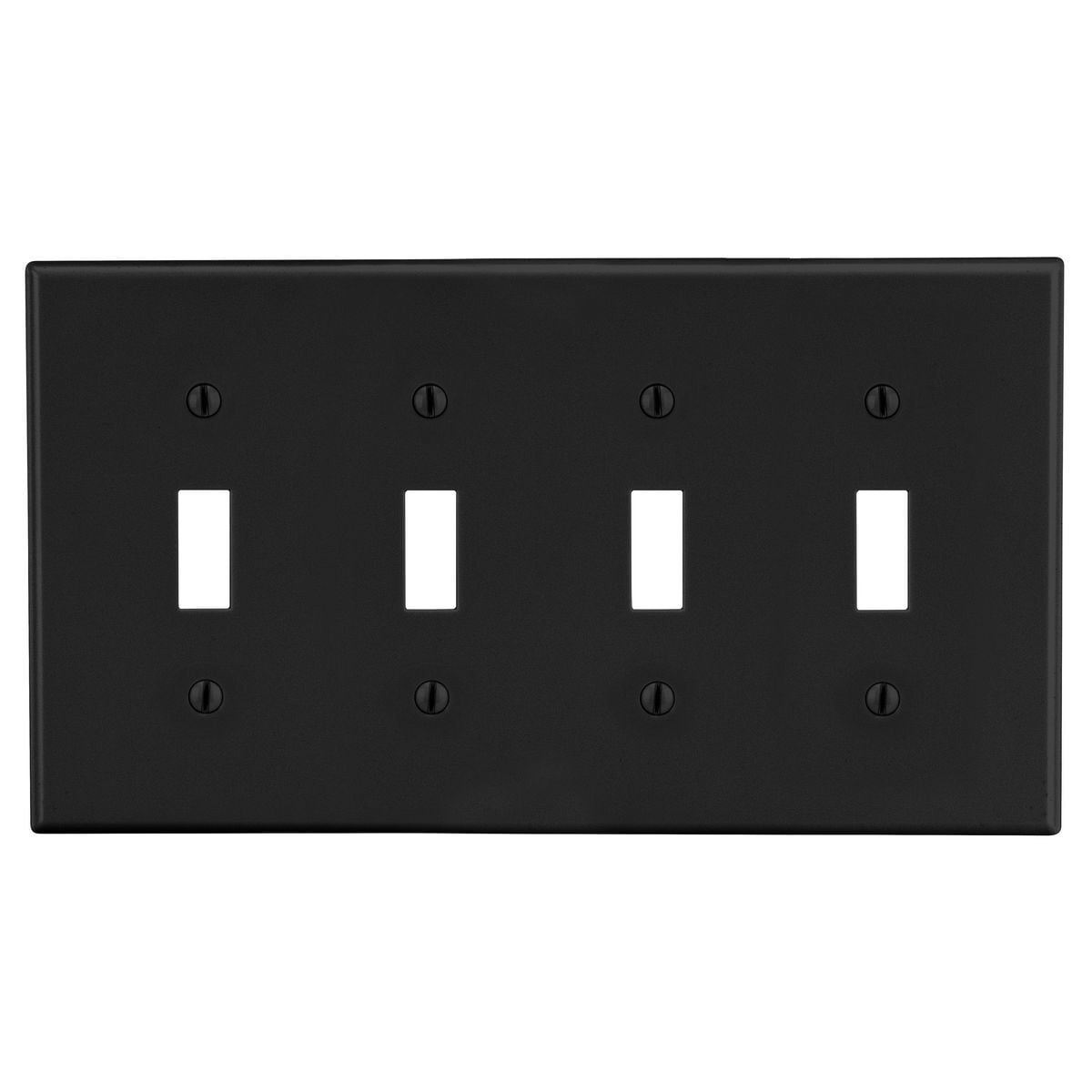 Wallplate, Mid-Size 4-Gang, 4) Toggle, Black