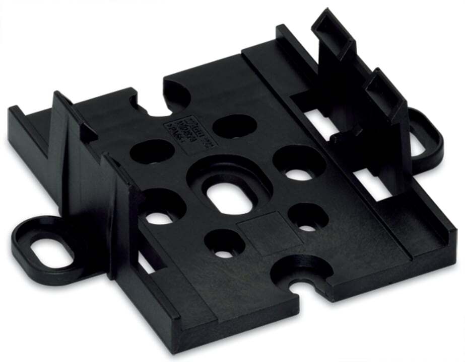 Mounting plate; for power supply and tap-off modules; Plastic; black