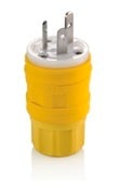 15A-125V/10A-250V, Non-NEMA, 3P, 3W, Plug, Straight Blade, Industrial Grade, Non-Grounding, Wetguard - YELLOW