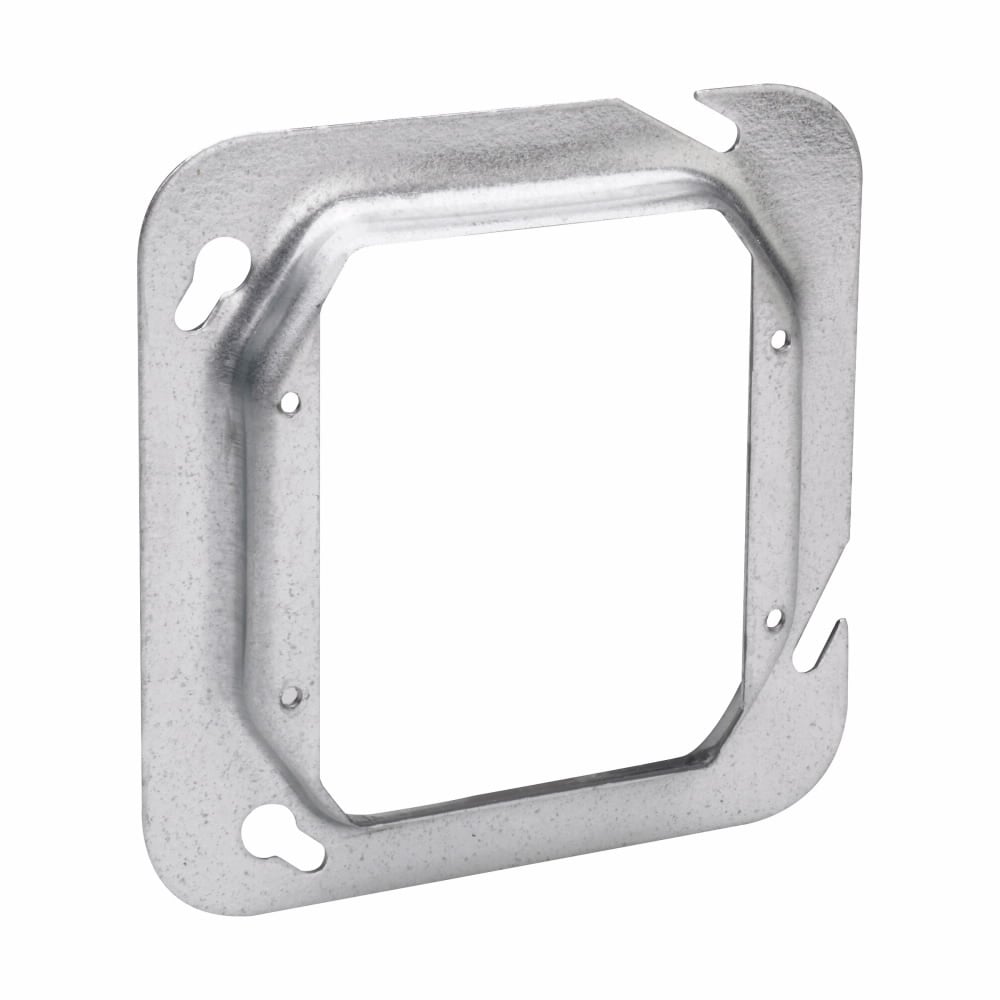 Eaton Crouse-Hinds series Square Cover, 4-11/16", Natural, Raised surface, two device, Steel, 5/8" raised, 8.0 cubic inch capacity