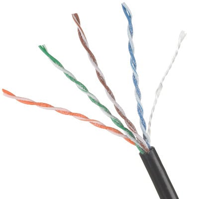 24/4PR CAT 5E DIRECT BURIAL CABLE - 1000 FT REEL - BLACK