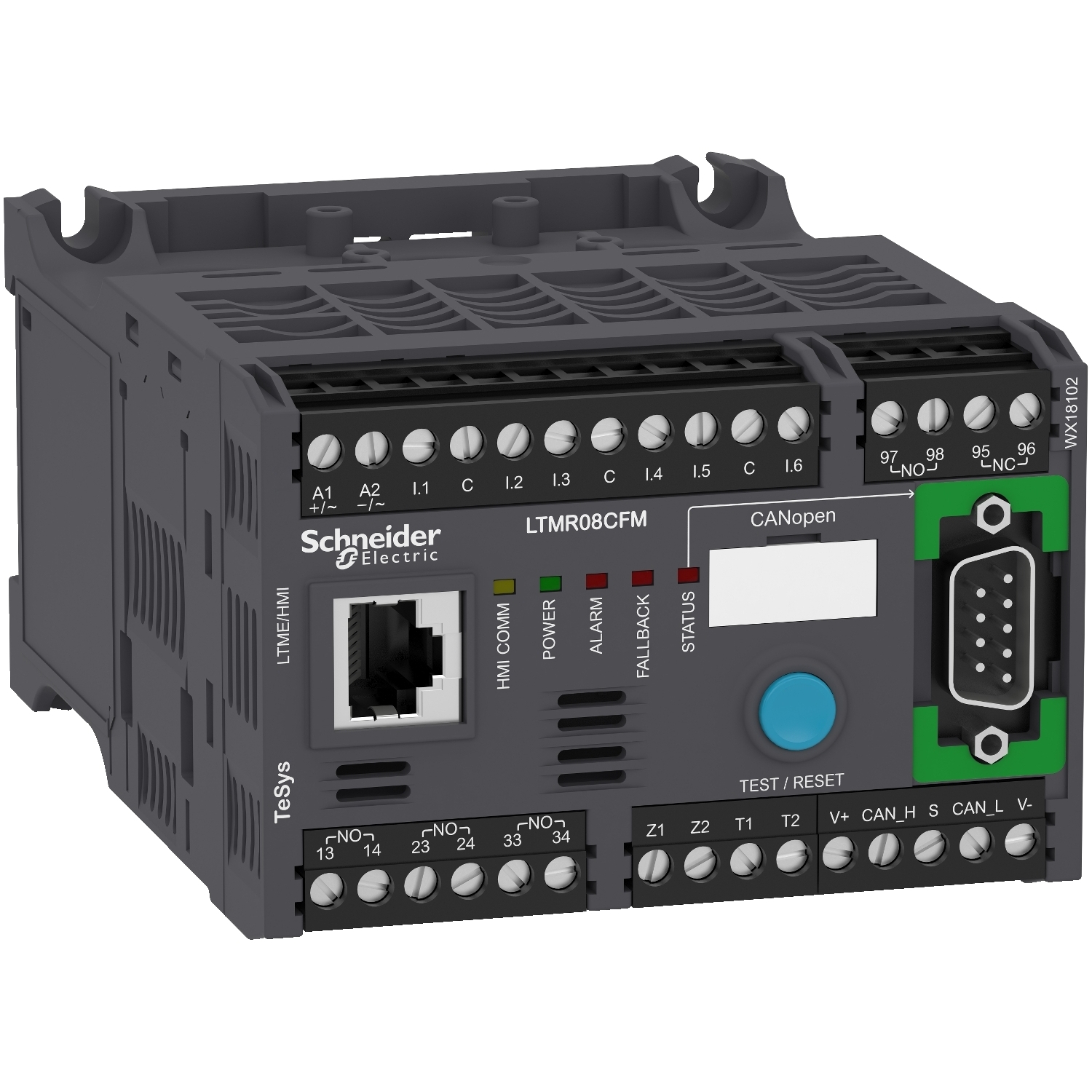 Motor controller, TeSys T, Motor Management, CANopen, 6 logic inputs, 3 relay logic outputs, 0.4 to 8A, 100 to 240VAC