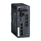 network switch, Modicon Networking, managed, 4 ports for copper with 2 port for fiber optic, singlemode