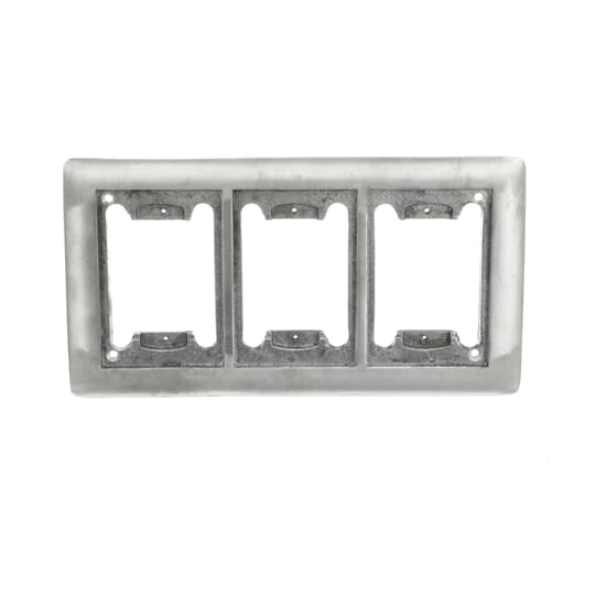 Three Gang Carpet Plate for Floor Boxes for Power and Communications, Length 10-5/8 Inches, Width 6-1/8 Inches, Aluminum