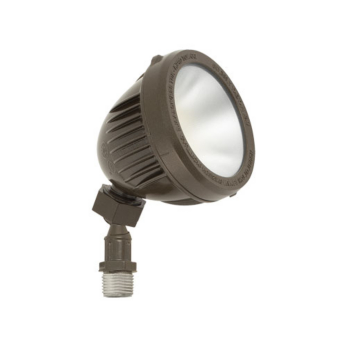 MBUL Mini Decorative LED Bullet, Mounting Type: 1/2 inch 14 NPS threaded mounting for box or pipe mounting or 6.75 inch stake with 8 inch SO cord for landscape applications (included)., Light Distribution: Wide 6x6, Wattage: 13.2 W, Color Temperature: 3000 K, 83 CRI, Light Output: 1115 lm, Voltage Rating: 120 VAC, Color: Dark Bronze.