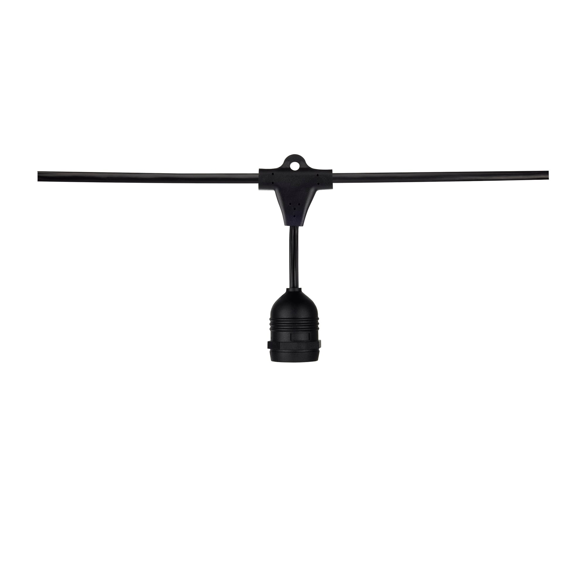 24-Foot LED String Light Fixture - 12 Socketed Black Cord and Plug Only