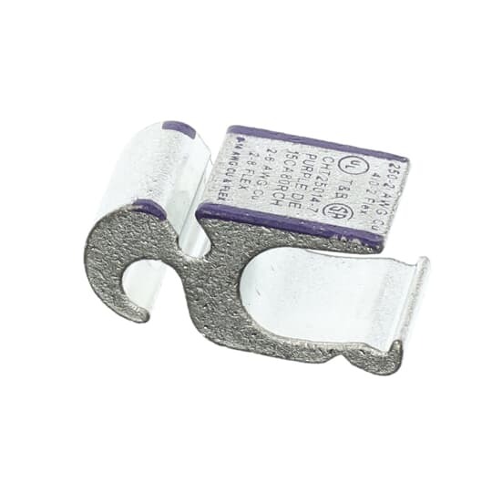 Copper H-Tap for Wire Range Main: 250-2 (4/0-2 Flex), Branch 2-6 Str/Sol (2-8 Flex), Purple 80R