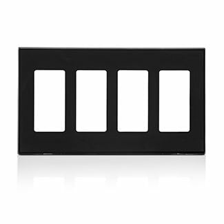 4-Gang Decora Plus Wallplate Screwless Snap-On Mount, Black