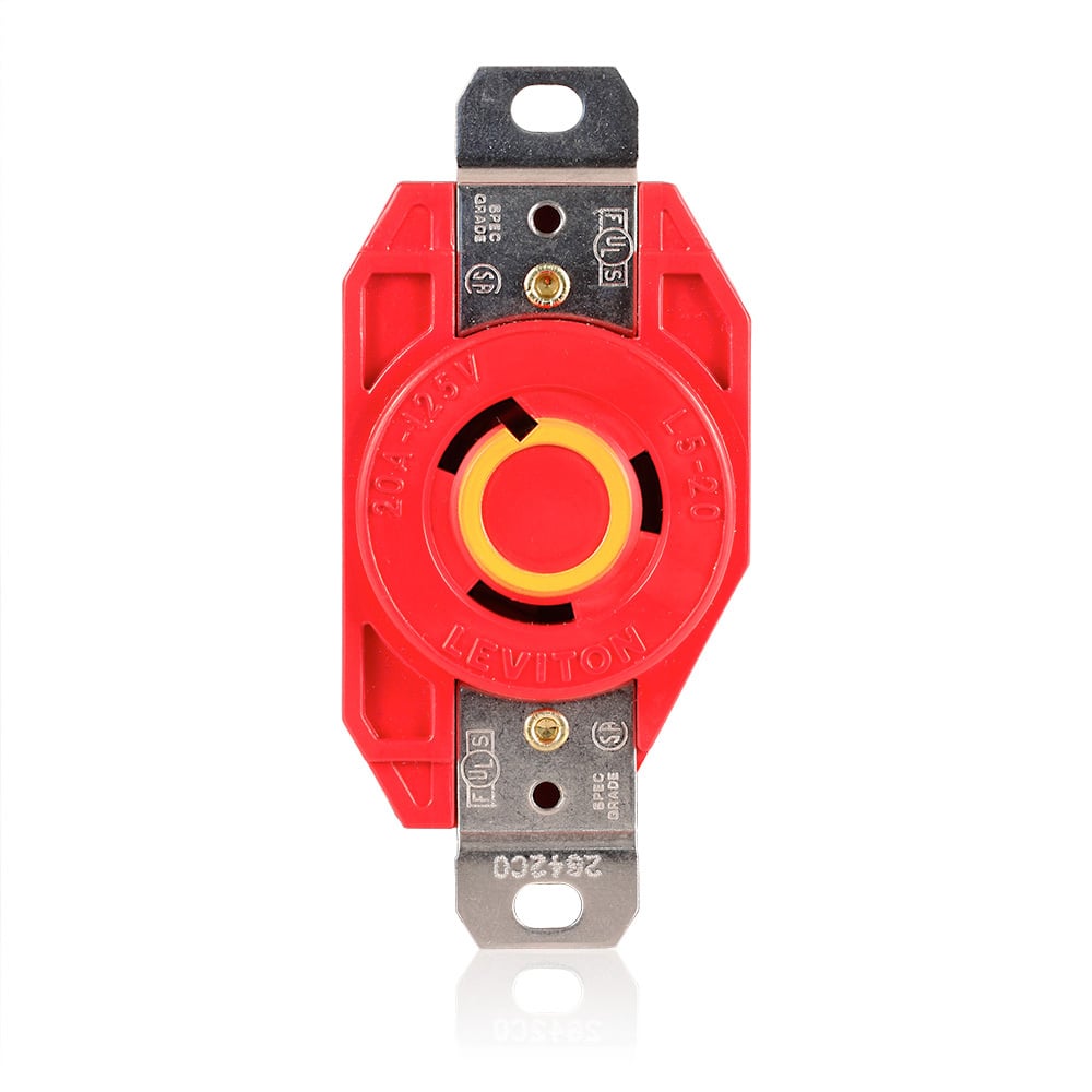 RED REC LOCK 2P3W NEMA L5-20R 20A125V