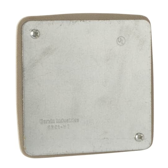 Square Box Cover, 4 Inch Square, Pre-Galvanized Steel, Vaportight, Flat, and Blank