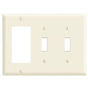 3-Gang 2-Toggle 1-Decora/GFCI Combination Wallplate, Midway Size, Light Almond